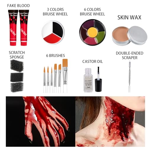 Fake Blood Scar Wax SFX Makeup Kit - Halloween Special Effects Set - Variation A