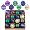 16 Pack Christmas Tree Ornaments Set - 3.15 Inch Shatterproof Holiday Decorations