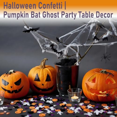 Halloween Confetti Assortment - Orange Pumpkin Ghost Bat Sprinkles for Party Decor - 15g