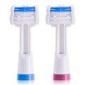 Triple Bristle Replacement Brush Head Refills | Innovative 3 Head Design | Compatible with Triple Bristle Brand Sonic Toothbrush | Color Changing Indicator Bristles | 2 Pack (Blue & Pink)