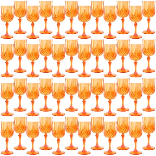 Pumpkin Orange 48-Pack Plastic Wine Glasses 7oz Vintage Goblets for Wedding