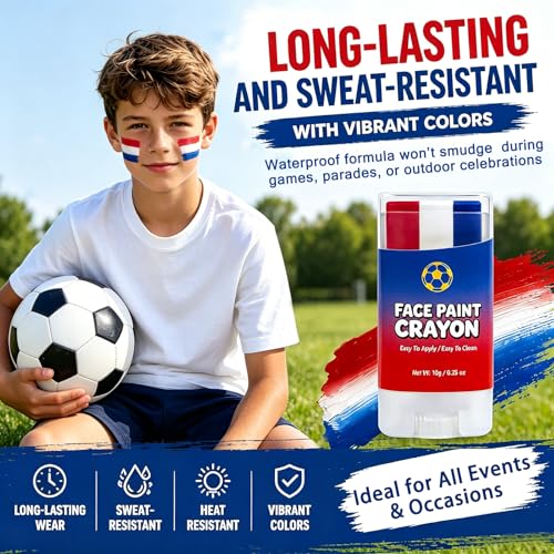 Red White and Blue Face Body Paint Stick for Soccer Fans - Variation of THIS listing