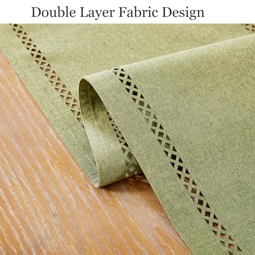Sage Green Burlap Table Runner 108 Inches Long - Rustic Linen Style