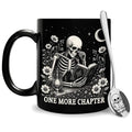 Hyturtle BookSke Skeleton Reading Coffee Mug with Spoon - Book Lovers Gift