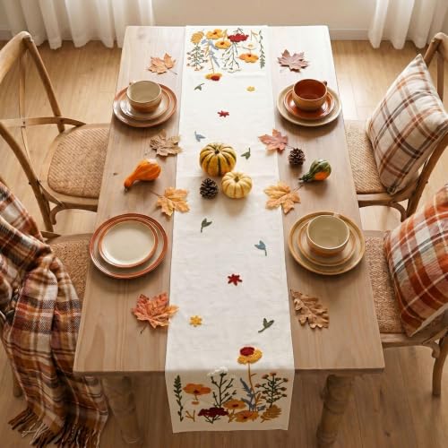 3D Chain Embroidery Table Runner 13x72 Inch for Dining & Home Decor