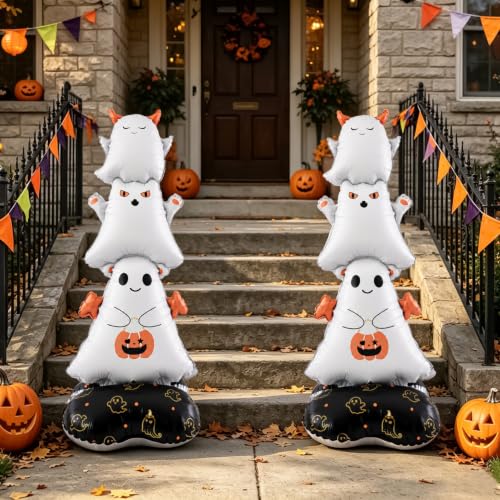Self-Standing Ghost Halloween Balloons 2-Pack - Indoor Party Decorations