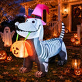 5.5 Ft Inflatable Halloween Skeleton Puppy with LED Lights for Outdoor Yard Decor