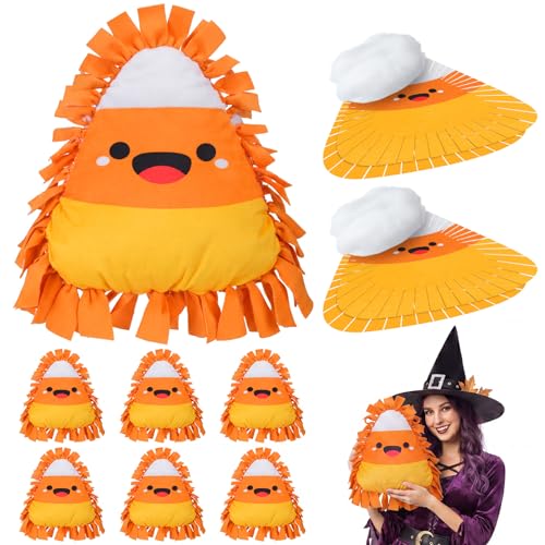 Halloween Candy Corn Pillow DIY Craft Kit - 6 Sets, No-Sew Fall Decoration