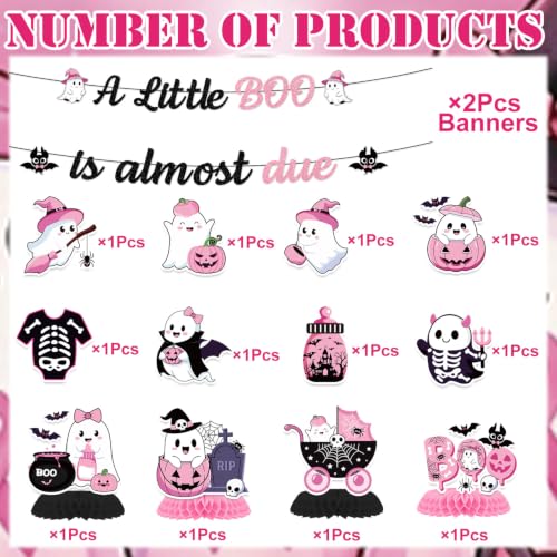 Pink Halloween Baby Shower Decorations - Little Boo Ghost Theme Set