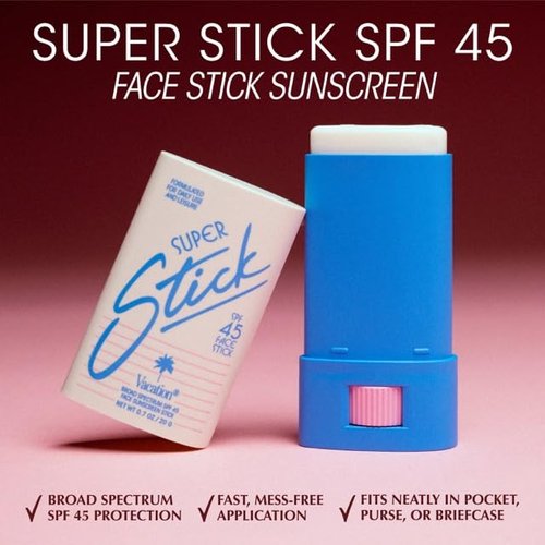 Vacation Super Stick SPF 45 - Clear Sunscreen for Face & Travel Size Air Freshener Bundle | Vegan Daily Protection, 0.7 Oz