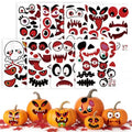 Halloween Pumpkin Stickers Kit - 64 Assorted Face & Decor Sticker Set - Variation A