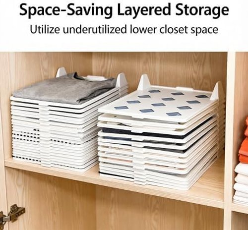 Skiennix 5-Piece Clothing Organizer - Stackable Storage with Flip-Top Lid | Space-Saving Design for Shirts & T-Shirts