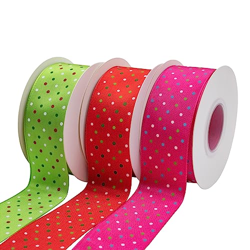 Christmas Polka Dots Wired Edge Ribbon - Green, 1.5 Inch x 10 M, Gift Wrap & Decoration - Variation L1140