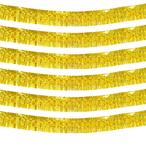 Gold Foil Fringe Garland Streamers - 10ft Party Wall Decoration Set for Holiday & Celebration