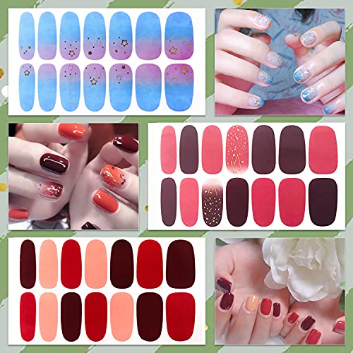 Nail Wraps & Strips Kit - 16 Sheets Gradient & Marble Designs for Nails - Variation KIT1