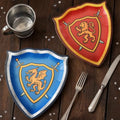 Medieval Knight and Dragon Paper Plates - 48 Pcs Shield-Shaped Tableware for Fantasy & Castle Theme Parties