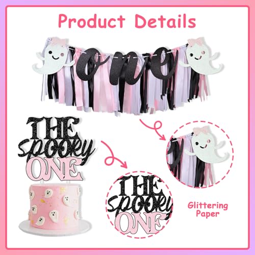 Halloween 1st Birthday Party Decorations Pink and Purple Balloons Banner Cake Topper Wall Stickers