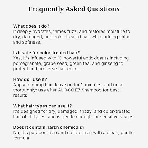 ALOXXI E7 Anti-Frizz Conditioner for Dry Damaged & Color-Treated Hair Moisturizing & Strengthening with 7 Essential Oils & 10 Antioxidants, 10.1 Fl Oz