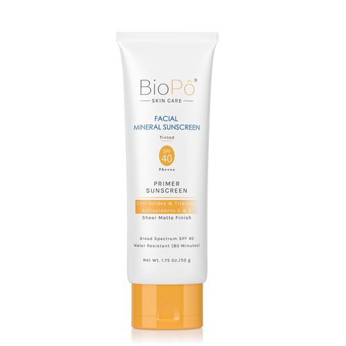 BioPo Tinted Mineral Sunscreen for Face SPF 40 – Lightweight Matte Formula with Zinc Oxide & Titanium Dioxide – Lightweight Matte Finish, Sheer Tint, Non-Greasy Texture, 1.75 oz