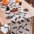 Halloween Bat Table Runner 3 Pack 10ft Gauze Table Decor for Parties - Black & White, Bat Variation
