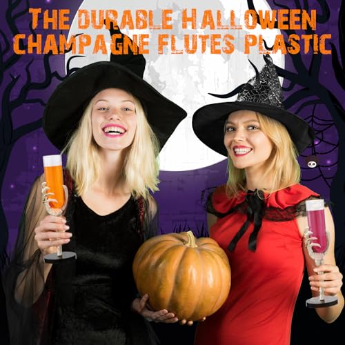 Halloween Skeleton Hand Wine Glasses Set - 6 Plastic Cocktail Glasses