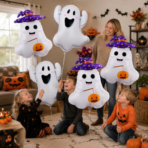 Halloween Ghost Balloons Set - Foil Party Decorations for Halloween