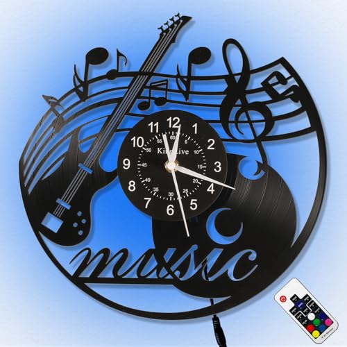 KingLive Music Vinyl Record Wall Clock - Music Room Decor, Led Variation