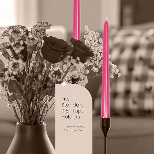 Hot Pink Taper Candles 4 Pack - 10 Inch Unscented Birthday & Party Decor