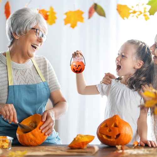 Mini Halloween Pumpkin Buckets - 20 Pack, Plastic Candy Baskets for Trick-or-Treating