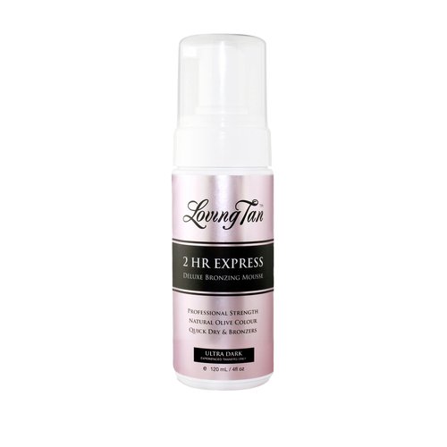 Loving Tan 2 HR Express Self Tanning Mousse, Ultra Dark - Streak Free, Natural, Professional Quality - 5+ Sunless Self Tanner Applications per Bottle, Cruelty Free, Naturally Derived DHA - 4 FL Oz