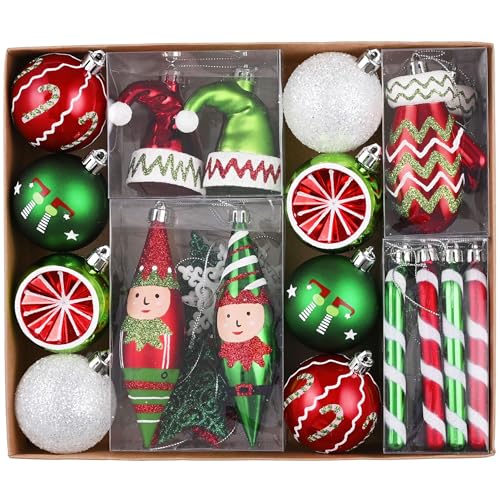 40pcs Christmas Tree Ornaments Set Holiday Decor Balls & Figures