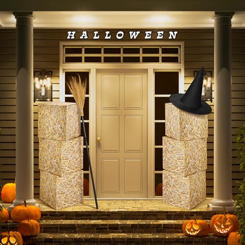 Halloween Witch Theme Set with 6 Hay Bale Paper Boxes, Witch Hat & Broom - Variation 8