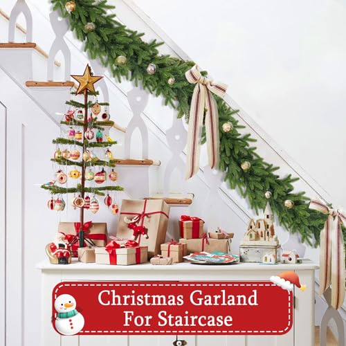 9Ft Artificial Christmas Garland for Staircase & Fireplace - Soft Pine, Realistic & Bendable Holiday Decor