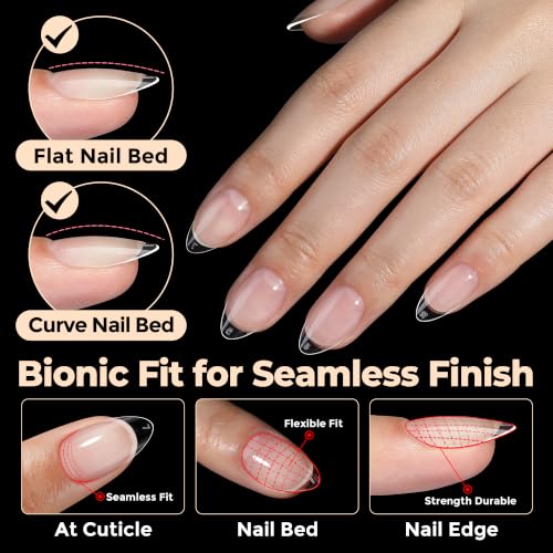 UNA GELLA Short Almond Nail Tips A1-Short Almond 450PCS Fake Acrylic Nails