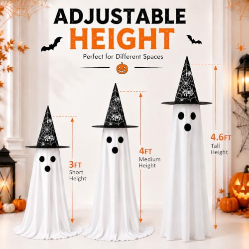 Light Up Ghost Decorations - Indoor Outdoor Halloween Halloween Decorations 2 Pack