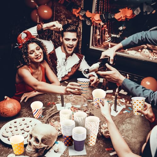 Halloween Purple Paper Cups 8 oz Disposable Party Drinkware - 144 Pack