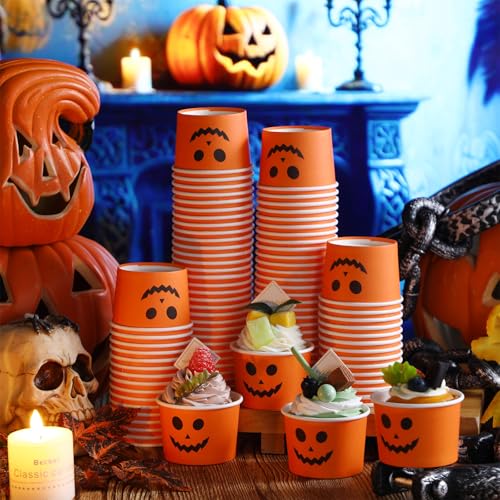 Halloween Pumpkin Ice Cream Cups 5oz - Orange, Pack of 200