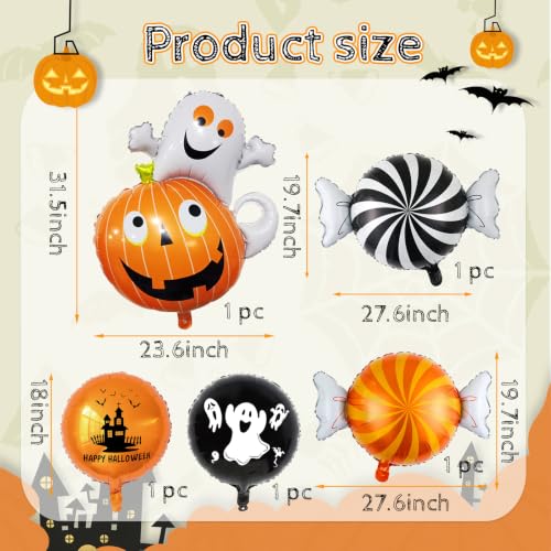 Halloween Balloons Set with Ghost Pumpkin Variation - Indoor Outdoor Decorations