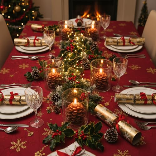 Set of 6 Pine Cone Candles with Glass Containers - Holiday Decor, Christmas, Halloween