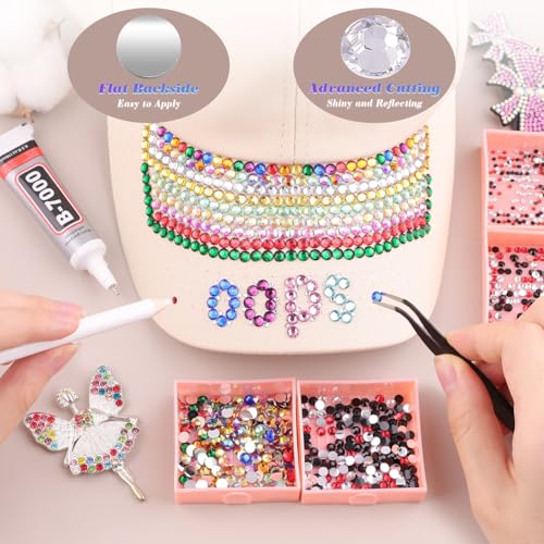 Rainbow Rhinestones for Crafting & DIY Jewelry - 4500 PCS Set with Glue