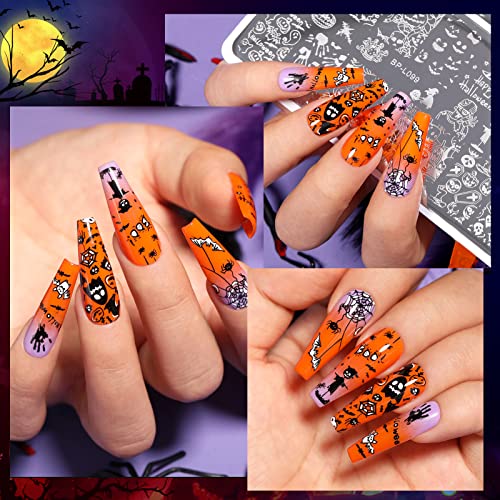 Halloween Nail Art Stamping Plates - 8PCS Fall Winter Nail Design Kit
