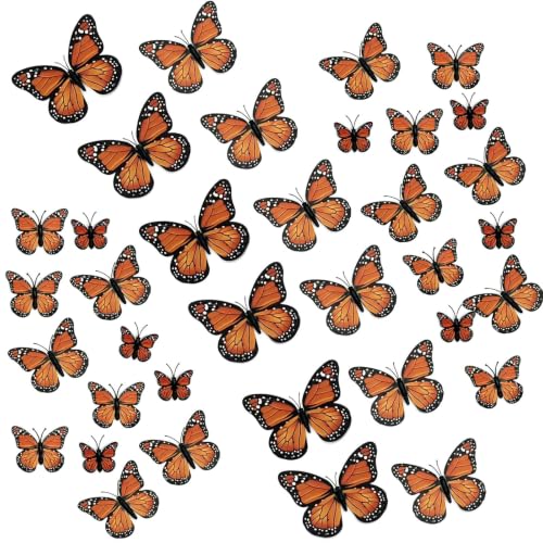 36 Pcs Monarch Butterfly Decoration Set in 5 Sizes for Home & Event Decor