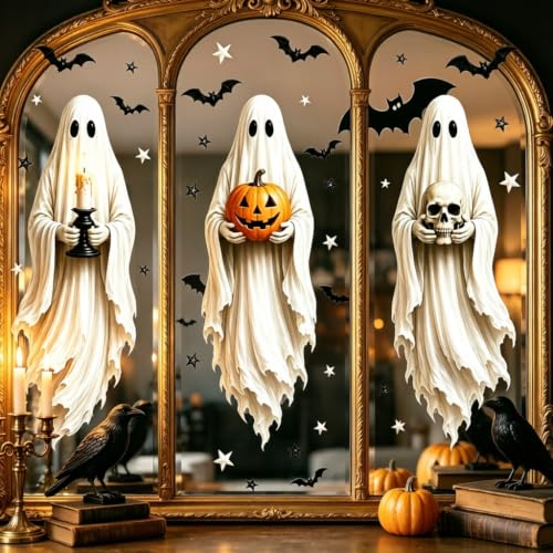 Halloween Ghost Window Clings Decor - Large Static Decals for Windows & Doors