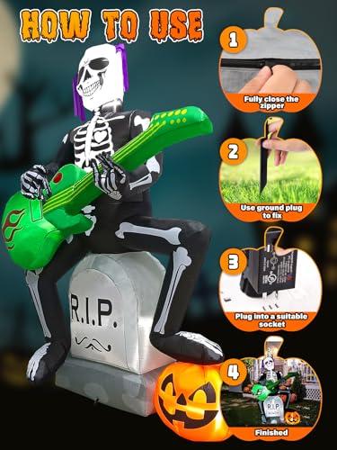 7 FT Halloween Inflatable Skeleton Ghost Outdoor Decorations with LED Lights