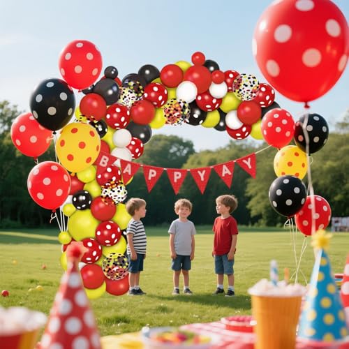 Balloon Garland Kit for Party Decorations Red Black Yellow White 90pcs