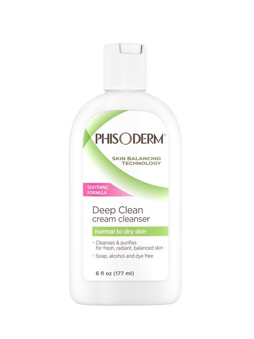 Phisoderm Deep Cleaning Cream Cleanser for Normal to Dry Skin 6 (177 ml) alcohol free soap free dermatologist tested facial wash (Packaging May Vary) (5210), 36 Fl Oz (Pack of 6)