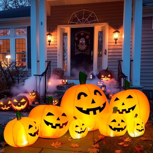 Halloween Inflatable Pumpkin Yard Decor - 7.5FT Outdoor Pumpkin Family