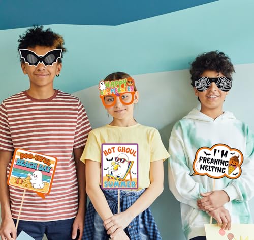 Summerween Photo Booth Props Kit - 34 Pieces for Halloween & Summer Parties