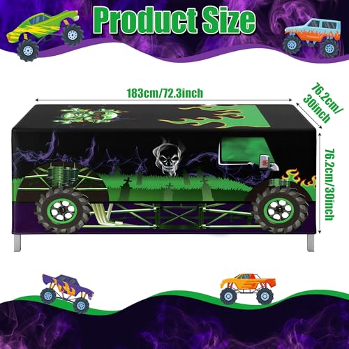 Kids Monster Truck Tablecloth for Birthday Party, Reusable Polyester Decoration
