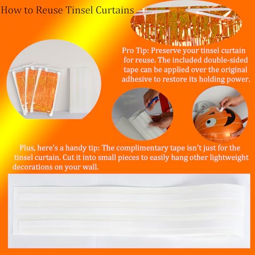 Orange Foil Fringe Curtain Backdrop 3 Pack - 3.2 x 8.2 FT Party Decorations